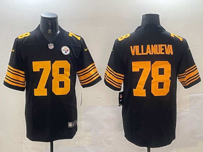 Men Pittsburgh Steelers #78 Villanueva Black 2024 Nike Limited NFL Jersey style 0105
